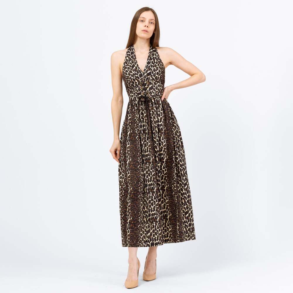 Vintage 70s Leopard Print Backless Corset Maxi Sundress - Extra Small
